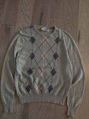 Vintage Pringle of Scotland 100% Pure Cashmere Argyle Sweater Made in Scotland